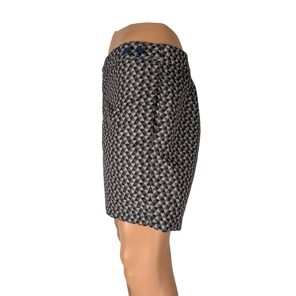 Frescobol Carioca x Aman Mens 36 Shorts Printed Swim Brown Tan Lined Casual EUC